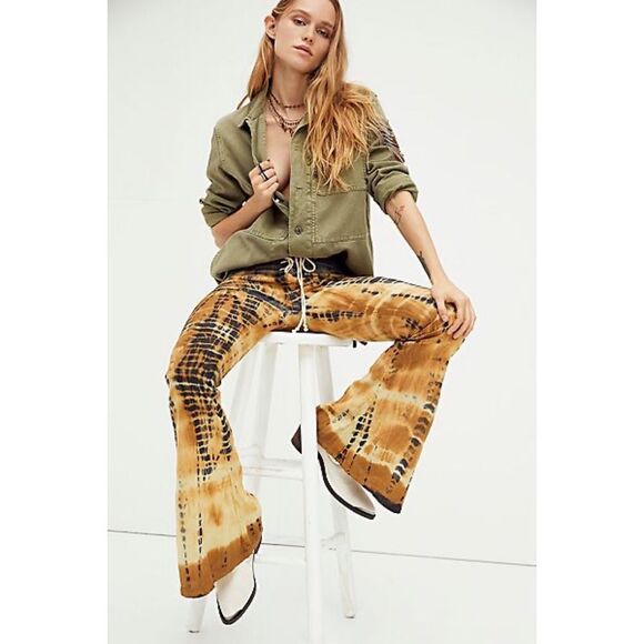 Free People x Lenni Jimi Tie Dye Flare Pants - Picture 1 of 11